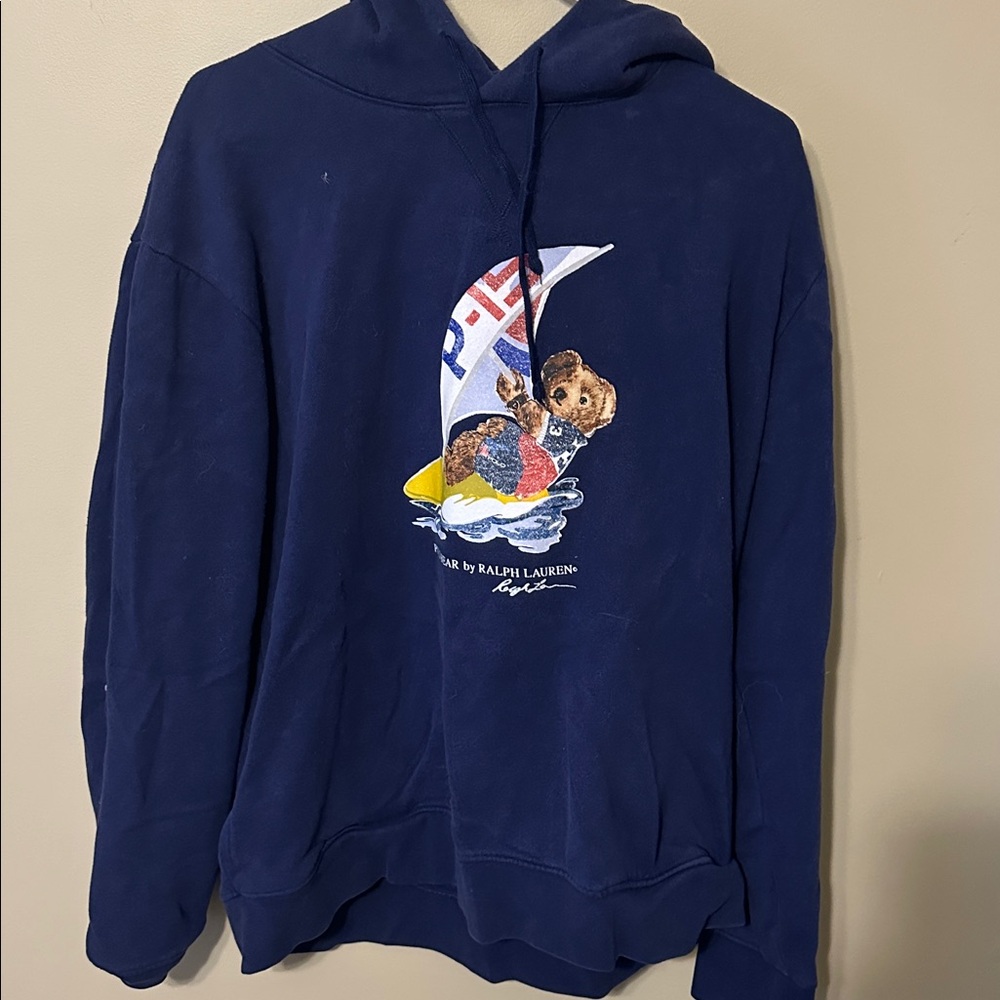 Ralph Lauren Blue Hoodie with Sailboat Graphic